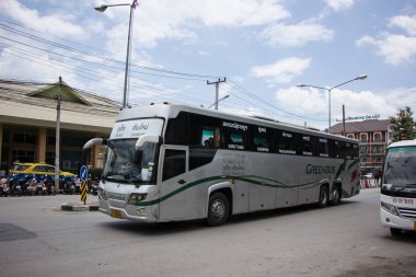 Chiangmai, Tayland - 8 Ağustos 2018: Otobüs Greenbus şirketi. Yeşil otobüs otobüs Sevice Kuzey Bölgesi Tayland için büyük şirketidir.