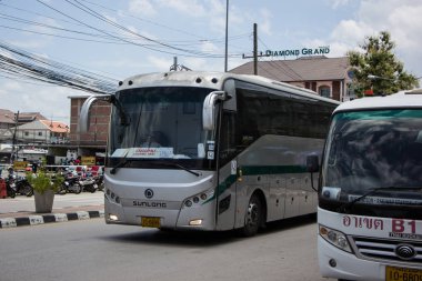 Chiangmai, Tayland - 8 Ağustos 2018: Otobüs Greenbus şirketi. Yeşil otobüs otobüs Sevice Kuzey Bölgesi Tayland için büyük şirketidir.