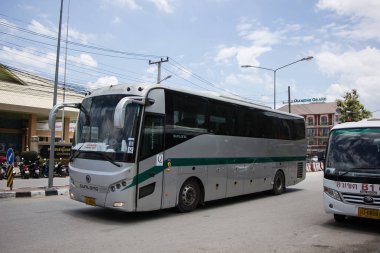 Chiangmai, Tayland - 8 Ağustos 2018: Otobüs Greenbus şirketi. Yeşil otobüs otobüs Sevice Kuzey Bölgesi Tayland için büyük şirketidir.