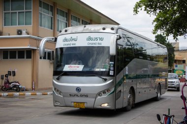 Chiangmai, Tayland - 8 Ağustos 2018: Otobüs Greenbus şirketi. Yeşil otobüs otobüs Sevice Kuzey Bölgesi Tayland için büyük şirketidir.