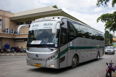 Chiangmai, Tayland - 8 Ağustos 2018: Otobüs Greenbus şirketi. Yeşil otobüs otobüs Sevice Kuzey Bölgesi Tayland için büyük şirketidir.