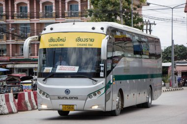 Chiangmai, Tayland - 8 Ağustos 2018: Otobüs Greenbus şirketi. Yeşil otobüs otobüs Sevice Kuzey Bölgesi Tayland için büyük şirketidir.