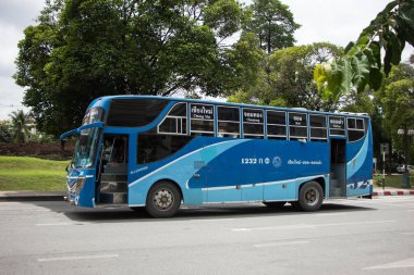 Chiangmai, Tayland - 10 Ağustos 2018: Otobüs rota Chiangmai ve hod Soka, bütçe fan otobüs. Chiangmai şehrinde yolda fotoğraf.