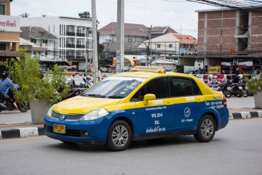 Chiangmai, Tayland - 8 Ağustos 2018: City taksi chiangmai, şehir hizmetinde. Fotoğraf Chiangmai otobüs istasyonu.