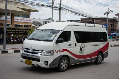 Chiangmai, Tayland - 8 Ağustos 2018: Prempracha şirket van. Mae hong son ve Chiangmai yönlendirmek. Fotoğraf Chiangmai otobüs istasyonu, Tayland.