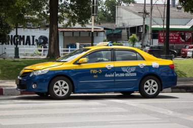 Chiangmai, Tayland - 10 Ağustos 2018: City taksi chiangmai, şehir hizmetinde. Chiangmai şehrinde yolda fotoğraf.