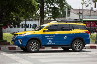 Chiangmai, Tayland - 10 Ağustos 2018: City taksi chiangmai, şehir hizmetinde. Chiangmai şehrinde yolda fotoğraf.