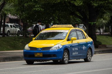 Chiangmai, Tayland - 10 Ağustos 2018: City taksi chiangmai, şehir hizmetinde. Chiangmai şehrinde yolda fotoğraf.