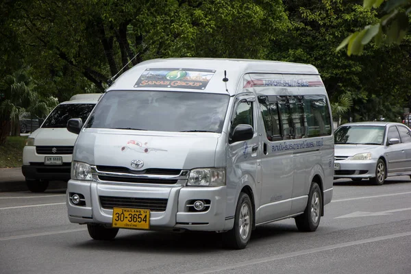 Chiangmai, Thailand - August  10 2018: Airport Shuttle Bus Van, Service for Passenger of Airport from or to Hotel. Photo on road in chiangmai city.
