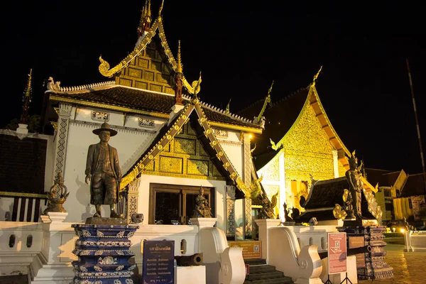 Chiangmai Thaïlande Août 2018 Photo Nuit Wat Jedi Luang Temple — Photo