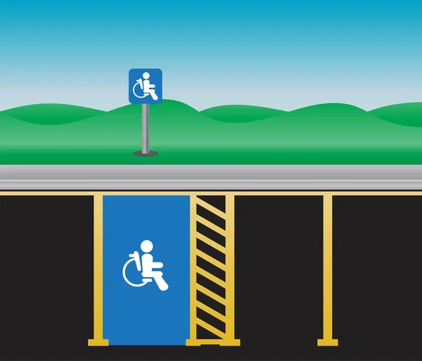 Disabilitare Parcheggio Area Lanscape Vettore Illustrazione — Vettoriale Stock