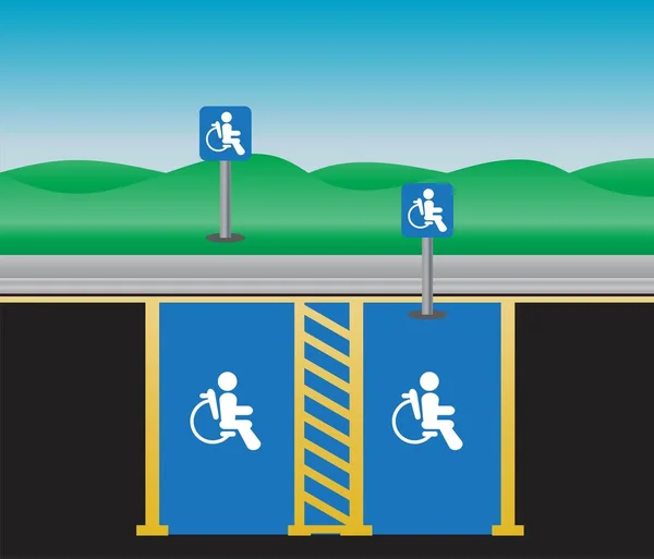 Disabilitare Parcheggio Area Lanscape Vettore Illustrazione — Vettoriale Stock