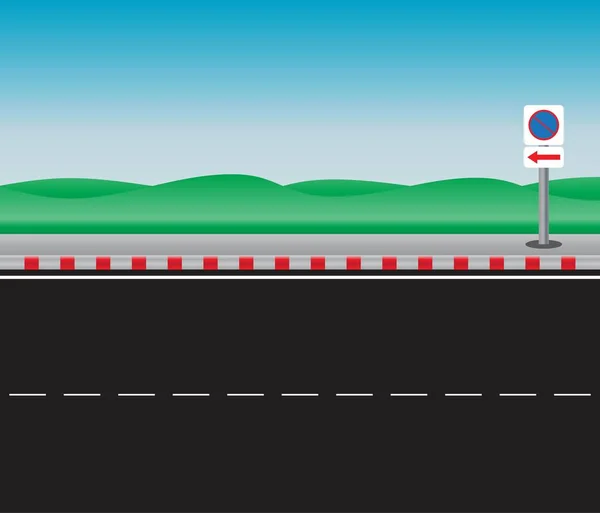 Hay Señal Aparcamiento Con Carretera Paisaje Vector Fondo — Vector de stock