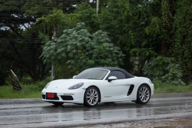 Chiangmai, Tayland - 6 Ağustos 2018:: özel süper araba, Porsche. Yol no.1001, Chiangmai iş alanı 8 km.