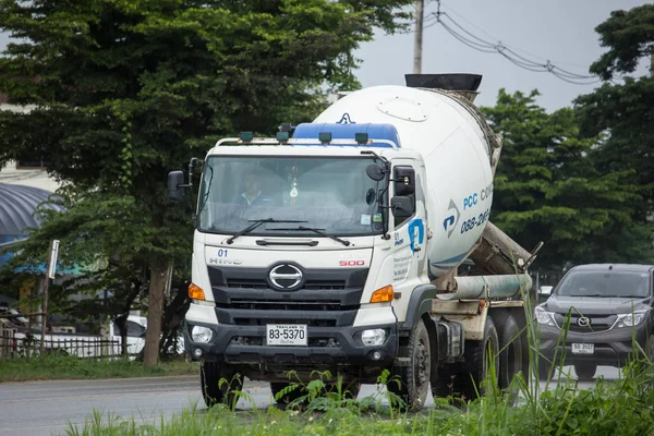 Chiangmai, Thailand - August  6 2018:  Cement truck of Phiboon Concrete. Photo at road no.1001 about 8 km from city center, thailand.