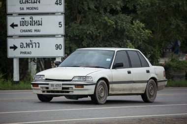 Chiangmai, Tayland - 6 Ağustos 2018: Özel Sedan Honda Automobil, Honda Civic arabadan. Yol no.1001 Chiangmai iş alanı 8 km.