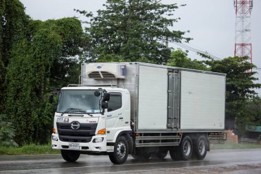 Chiangmai, Thailand - August  6 2018:  Private Hino  Cargo Truck. Photo at road no.1001 about 8 km from downtown Chiangmai, thailand. clipart