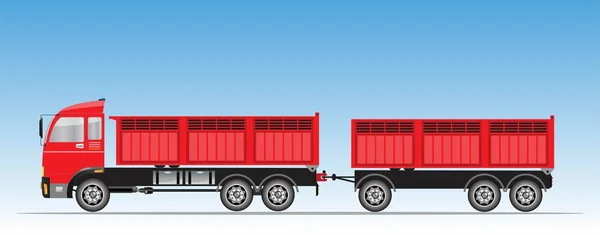 Вид Збоку Червоний Трейлер Dump Truck Вектор — стоковий вектор