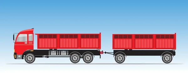 Вид Збоку Червоний Трейлер Dump Truck Вектор — стоковий вектор