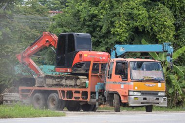 Chiangmai, Tayland - 7 Ağustos 2018: Özel Kubota beko kamyon. Yol no.1001, Chiangmai şehir merkezine 8 km.