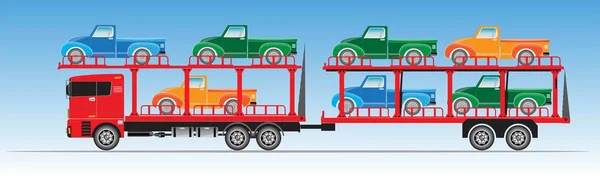 Camión Para Transporte Del Coche Con Viejo Vector Recogida Ilustración — Vector de stock