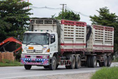 Chiangmai, Tayland - 7 Ağustos 2018: Özel Hino kargo kamyon. Fotoğrafa yol no.1001 8 km şehir merkezine Chiangmai, Tayland.
