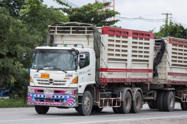 Chiangmai, Tayland - 7 Ağustos 2018: Özel Hino kargo kamyon. Fotoğrafa yol no.1001 8 km şehir merkezine Chiangmai, Tayland.