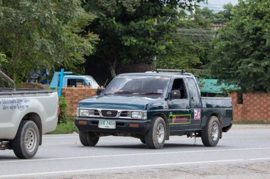 Chiangmai, Tayland - 7 Ağustos 2018: Özel pikap araba, Nissan büyük M. Yol no.1001, Chiangmai iş alanı 8 km.