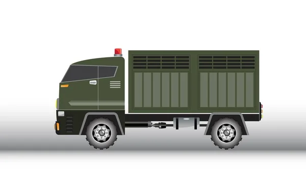 Στρατιωτικό Φορτηγό Διάνυσμα Και Απεικόνιση Λευκό Φόντο — Διανυσματικό Αρχείο