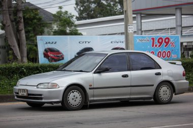 Chiangmai, Tayland - 14 Ağustos 2018: Özel Sedan Honda Automobil, Honda Civic arabadan. Yol no.1001 Chiangmai iş alanı 8 km.