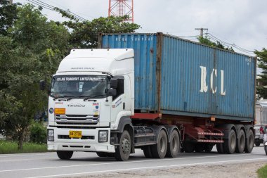 Chiangmai, Thailand - September 1 2018: Private  Isuzu  Cargo Truck. Photo at road no.1001 about 8 km from downtown Chiangmai, thailand. clipart