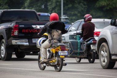 Chiangmai, Tayland - 6 Eylül 2018: Özel eski Honda Super 700 motosiklet. Yol no.1001, Chiangmai iş alanı 8 km.