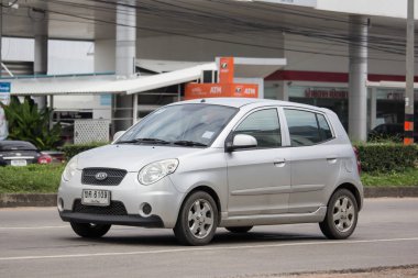 Chiangmai, Tayland - 6 Eylül 2018: Özel Proton Savvy. Malezya ülkeye çarpımını. Yol no.1001, Chiangmai şehir merkezine 8 km.