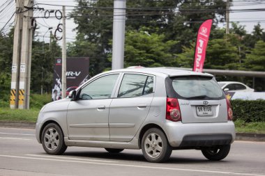Chiangmai, Tayland - 6 Eylül 2018: Özel Proton Savvy. Malezya ülkeye çarpımını. Yol no.1001, Chiangmai şehir merkezine 8 km.