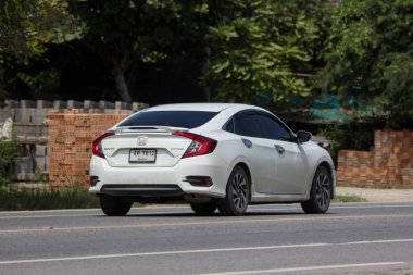Chiangmai, Tayland - 7 Eylül 2018: Özel Sedan araba Honda Automobil, Onuncu nesil Honda Civic. Yol no.1001 Chiangmai iş alanı 8 km.