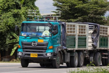 Chiangmai, Tayland - 7 Eylül 2018: Özel Hino kargo kamyon. Fotoğrafa yol no.1001 8 km şehir merkezine Chiangmai, Tayland.