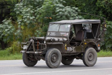 Chiangmai, Tayland - 10 Eylül 2018: Eski Jeep özel araba. Fotoğraf Road Hayır 1001 hakkında 8 km şehir merkezine Chiangmai, Tayland.