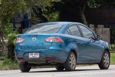 Chiangmai, Tayland - 10 Eylül 2018: Özel Eko Kiralık Mazda 2. Yol no.1001 Chiangmai iş alanı 8 km.