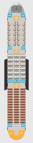 宽机身飞机座椅图与洗手间向量例证 — 图库矢量图片