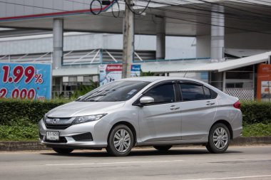 Chiangmai, Tayland - 20 Eylül 2018: Özel Honda City kompakt araç. Japon üretici Honda tarafından üretilen. Fotoğrafa yol no.121 8 km şehir merkezine Chiangmai, Tayland.