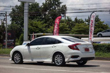 Chiangmai, Tayland - 20 Eylül 2018: Özel Sedan araba Honda Automobil, Onuncu nesil Honda Civic. Yol no.1001 Chiangmai iş alanı 8 km.