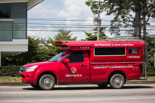 Chiangmai, Tayland - 27 Eylül 2018: Kırmızı taksi chiang mai. Hizmet şehir ve civarında. Yol no.1001 Chiangmai iş alanı 8 km.