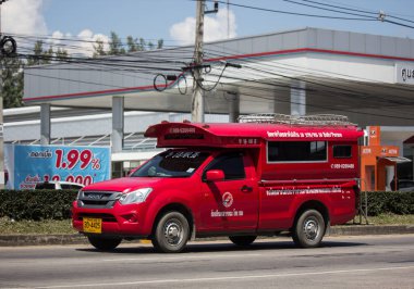Chiangmai, Tayland - 27 Eylül 2018: Kırmızı taksi chiang mai. Hizmet şehir ve civarında. Yol no.1001 Chiangmai iş alanı 8 km.