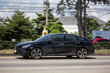 Chiangmai, Tayland - 27 Eylül 2018: Özel Sedan araba Honda Automobil, Onuncu nesil Honda Civic. Yol no.1001 Chiangmai iş alanı 8 km.