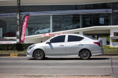 Chiangmai, Tayland - 27 Eylül 2018: Özel Eko Kiralık, Nissan Almera, N17 veya Nissan Latio. Fotoğraf Road Hayır 121 hakkında 8 km şehir merkezine Chiangmai, Tayland.