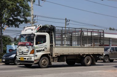 Chiangmai, Thailand - October 5 2018: Private Hino  Cargo Truck. Photo at road no.1001 about 8 km from downtown Chiangmai, thailand. clipart