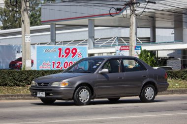 Chiangmai, Tayland - 28 Eylül 2018: Özel Old araba, Toyota Corolla. Fotoğraf Road Hayır 121 hakkında 8 km şehir merkezine Chiangmai, Tayland.