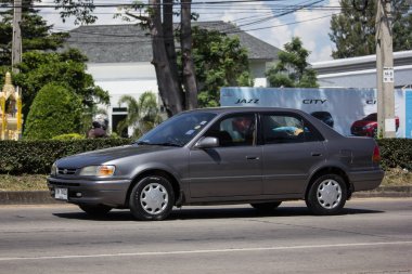Chiangmai, Tayland - 28 Eylül 2018: Özel Old araba, Toyota Corolla. Fotoğraf Road Hayır 121 hakkında 8 km şehir merkezine Chiangmai, Tayland.