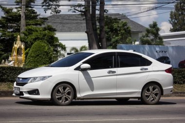 Chiangmai, Tayland - 28 Eylül 2018: Özel Honda City kompakt araç. Japon üretici Honda tarafından üretilen. Fotoğrafa yol no.121 8 km şehir merkezine Chiangmai, Tayland.