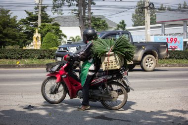 Chiangmai, Tayland - 8 Ekim 2018: Özel motosiklet, Yamaha Nano adam. Fotoğrafa yol no.121 8 km şehir merkezine Chiangmai, Tayland.